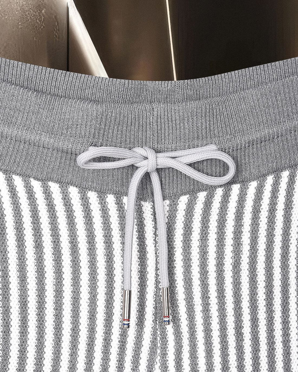 Thom Browne Style Four-Bar Stripe Knit Shorts