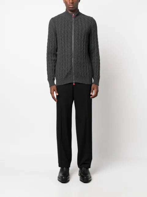 Kiton cable-knit cashmere jacket