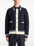 Manière De Voir Julien classic-collar combed-cotton knit blue cardigan