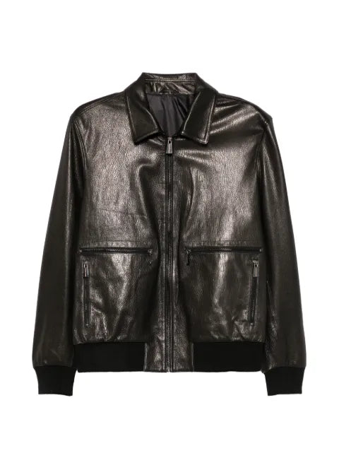 SERGIO MORETTI FIRENZE grainy-leather jacket