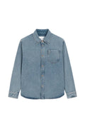 AMI Paris blue cotton overshirt with Ami de Coeur