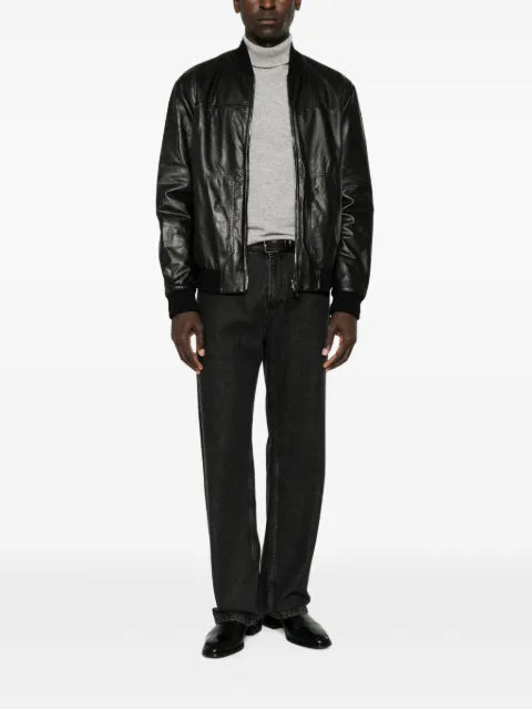 Canali zip-up leather jacket