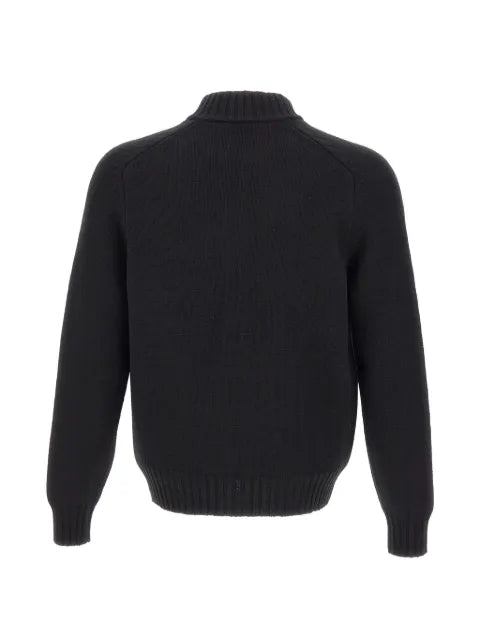 Gran Sasso band-collar zip-up cardigan