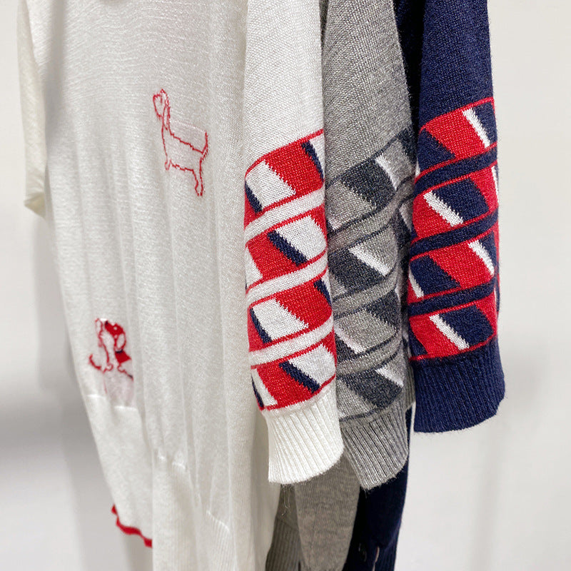 Thom Browne Embroidered Short Sleeve Sweater