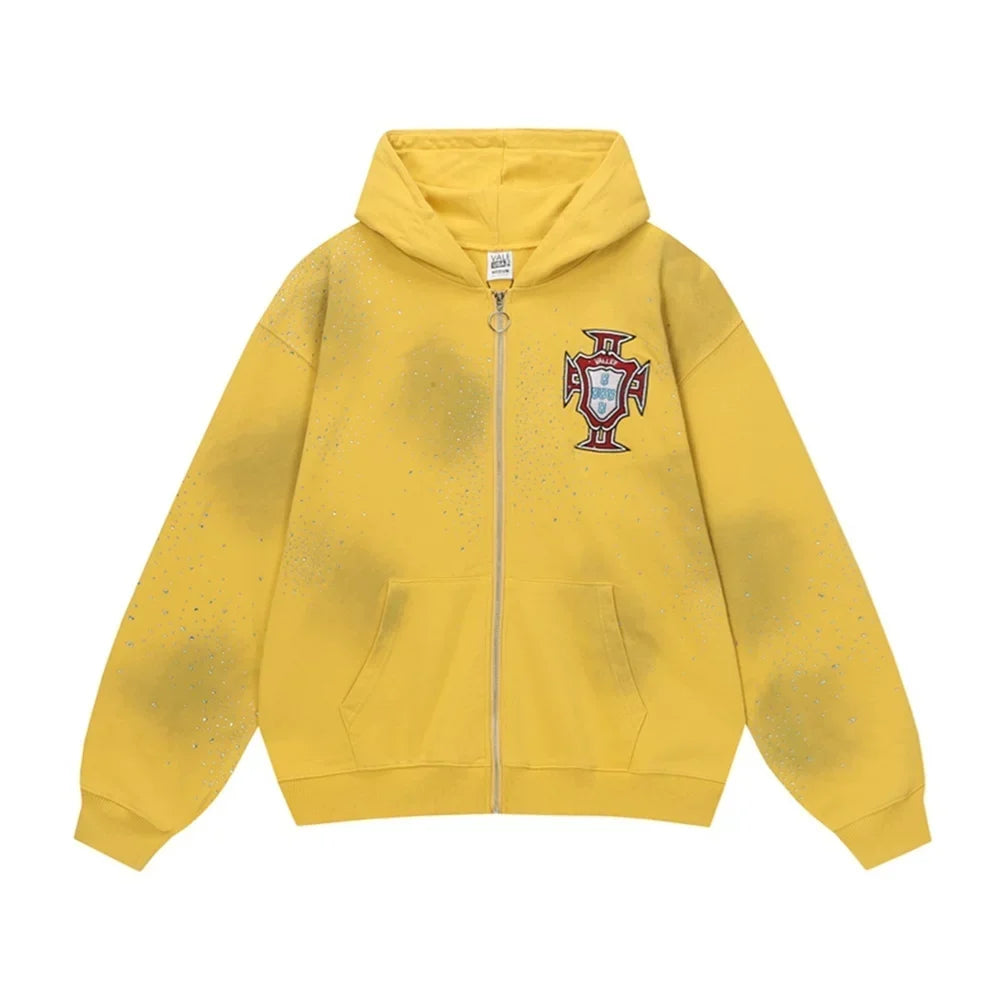 Vale Forever Vale Crest Glitter Zip Hoodie — Yellow