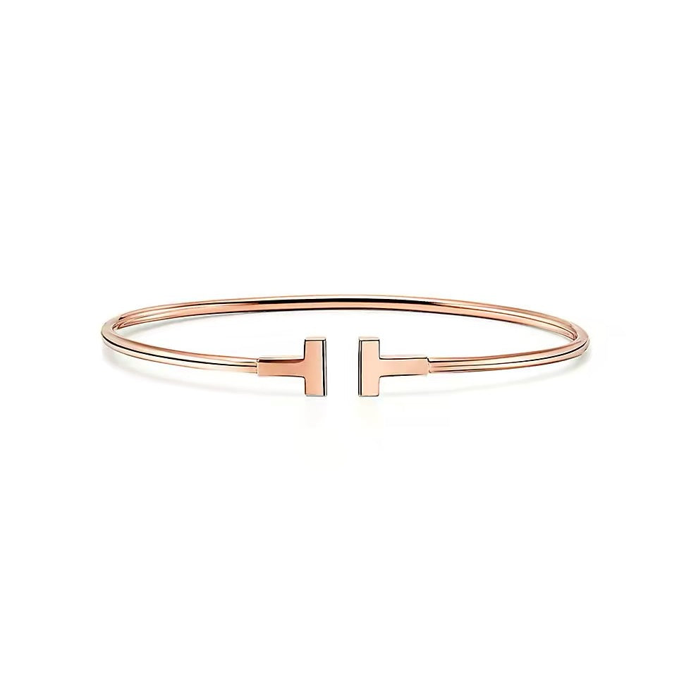 Tiffany Style T Motif Cubic Zirconia Bangle