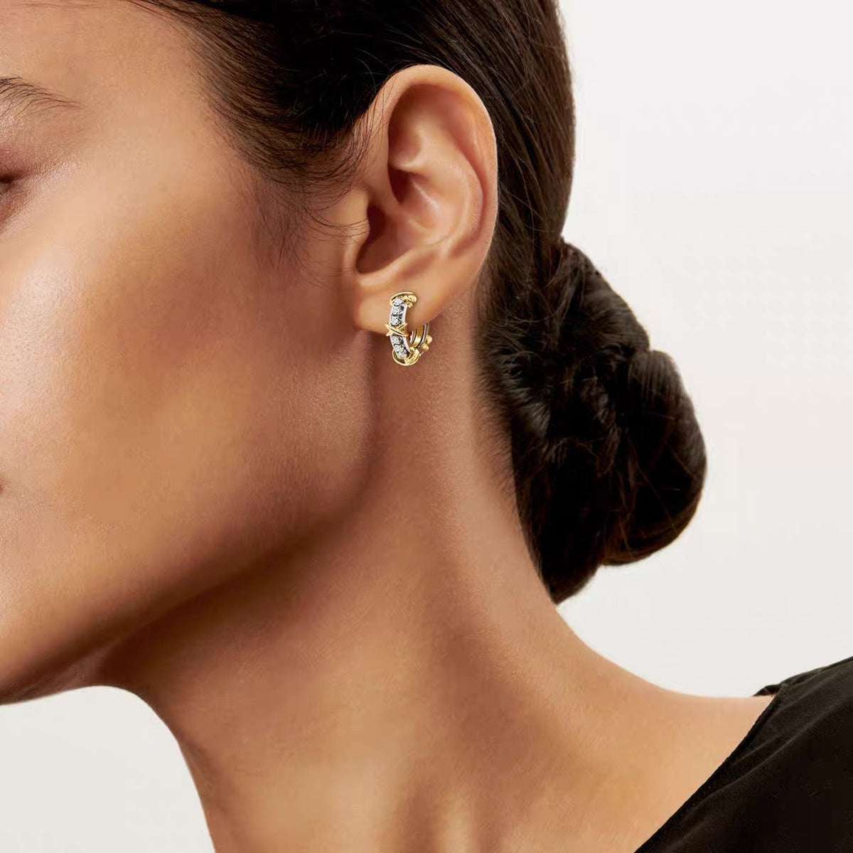 Tiffany Style Crossover Cubic Zirconia 18K Gold-Plated Earrings