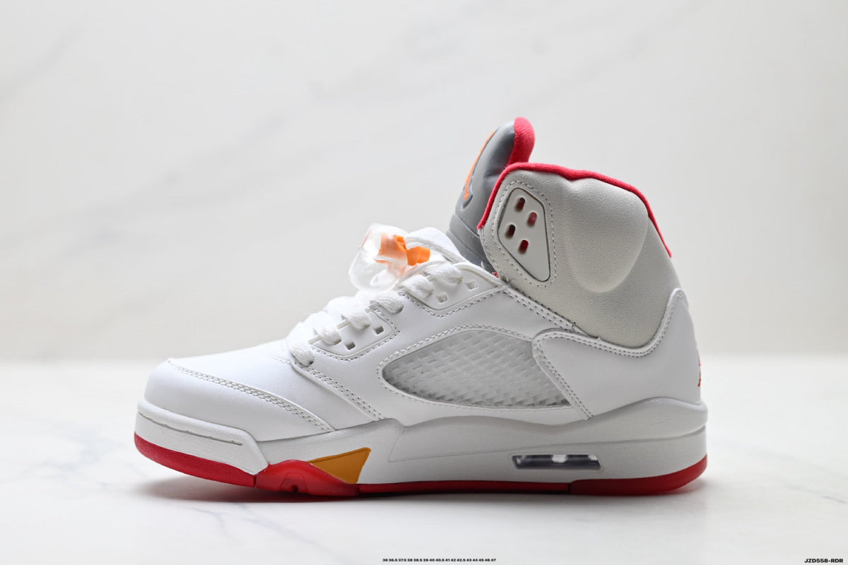 Air Jordan 5 Retro White Orange Red Sneakers