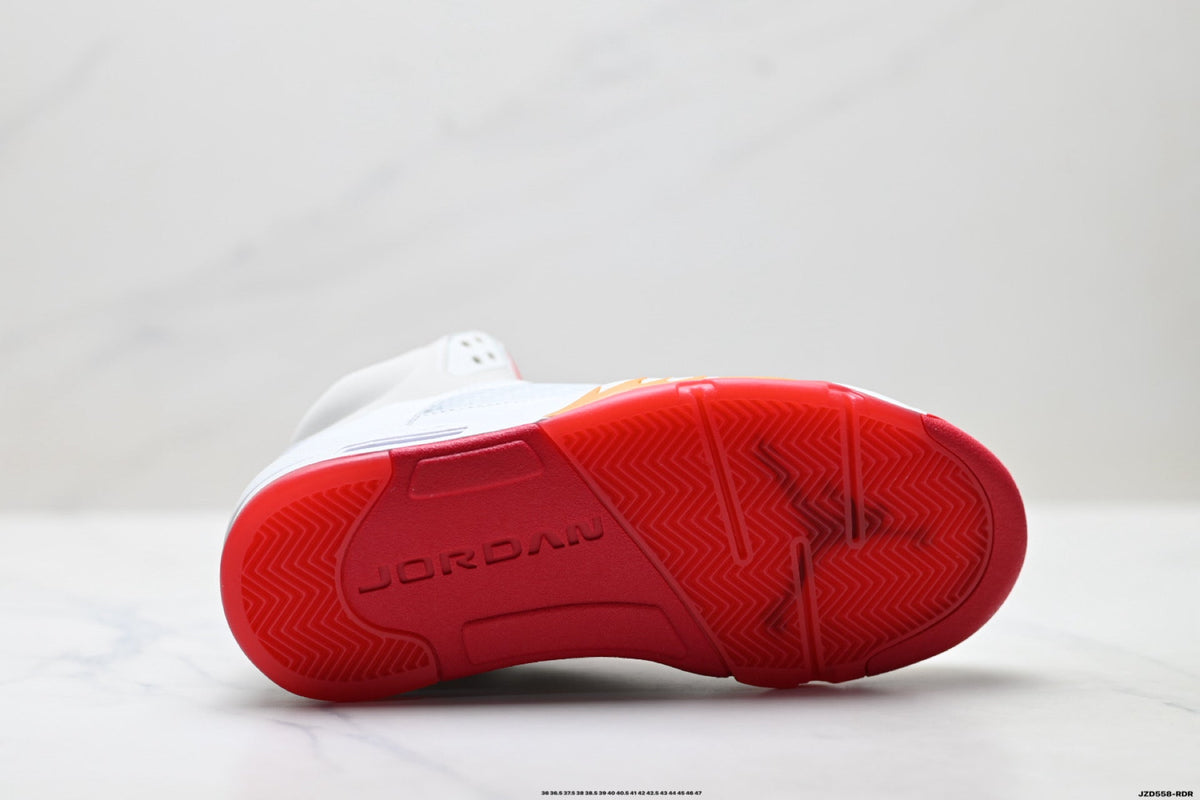 Air Jordan 5 Retro White Orange Red Sneakers
