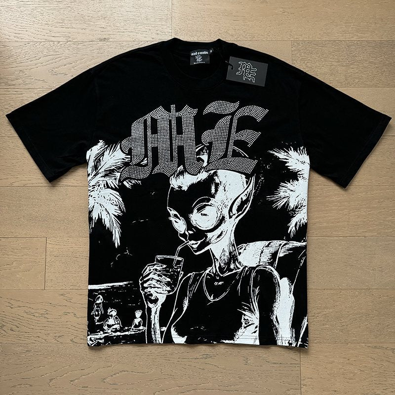 Mixed Emotions Alien Palm Tree Graphic T-Shirt