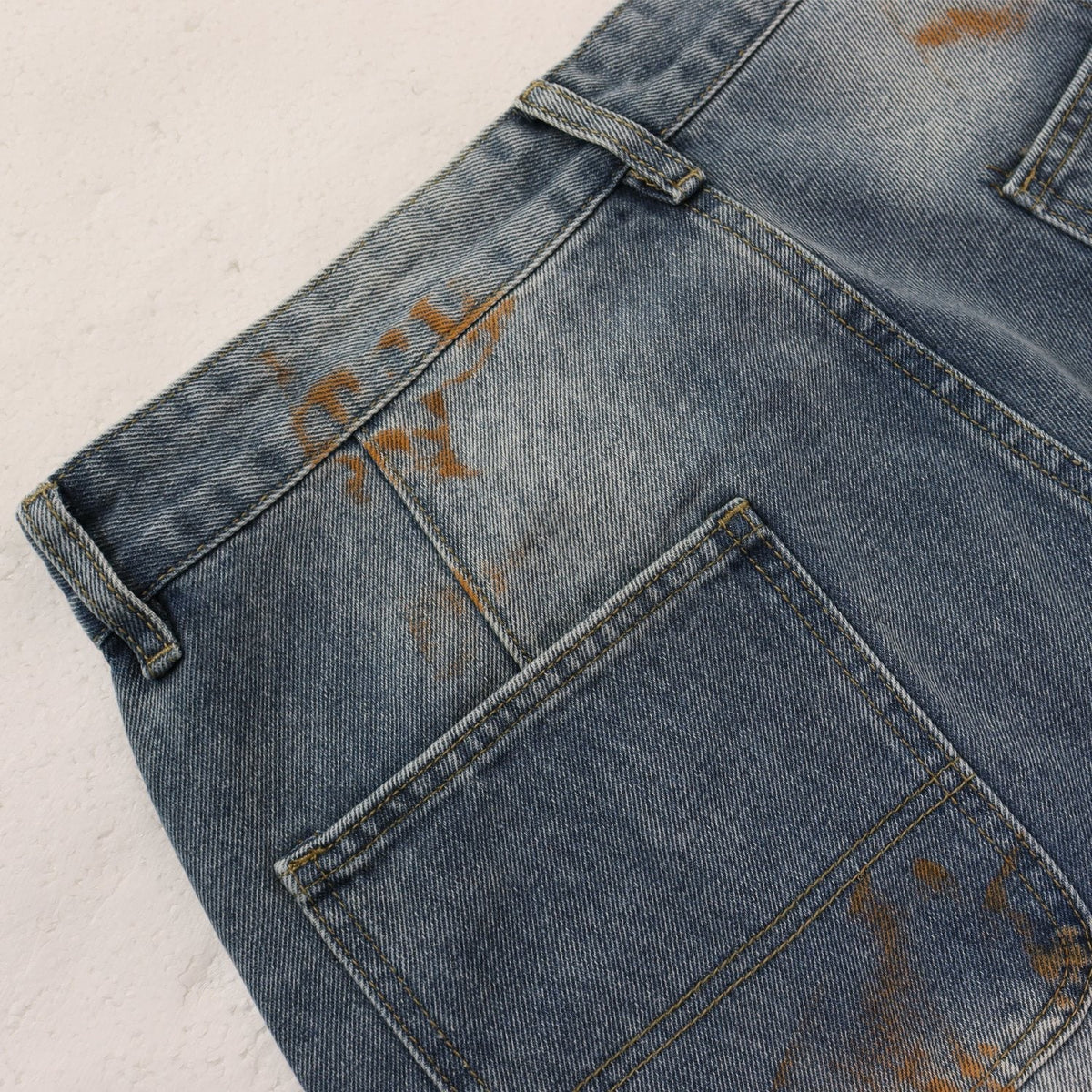 VALLEY Distressed Appliqué Cargo Jeans