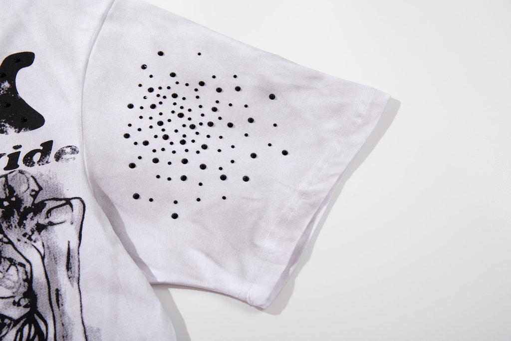 MAJESTIK Distressed Stone-Inlay Graphic T-Shirt