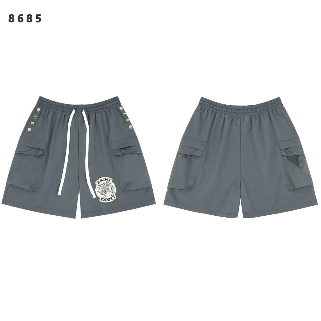 SAINT Vanity Embroidered Snap-Button Cargo Shorts