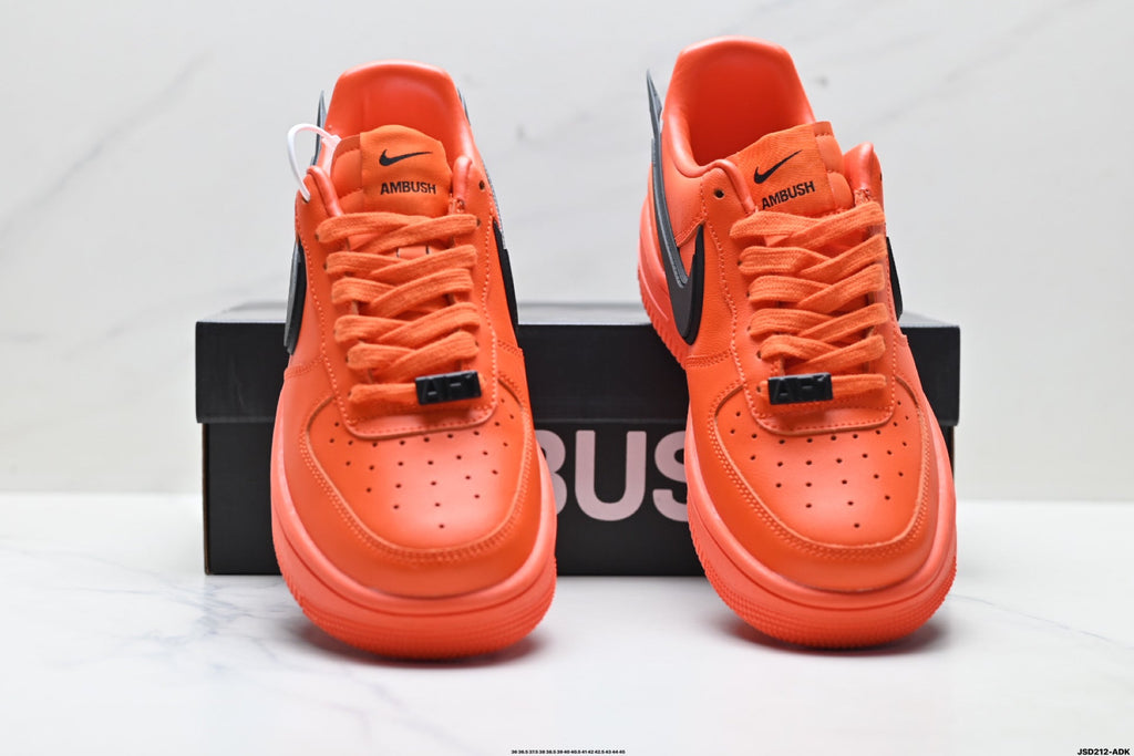 Nike Air Force 1 Low Orange Black Unisex Sneakers Style 13