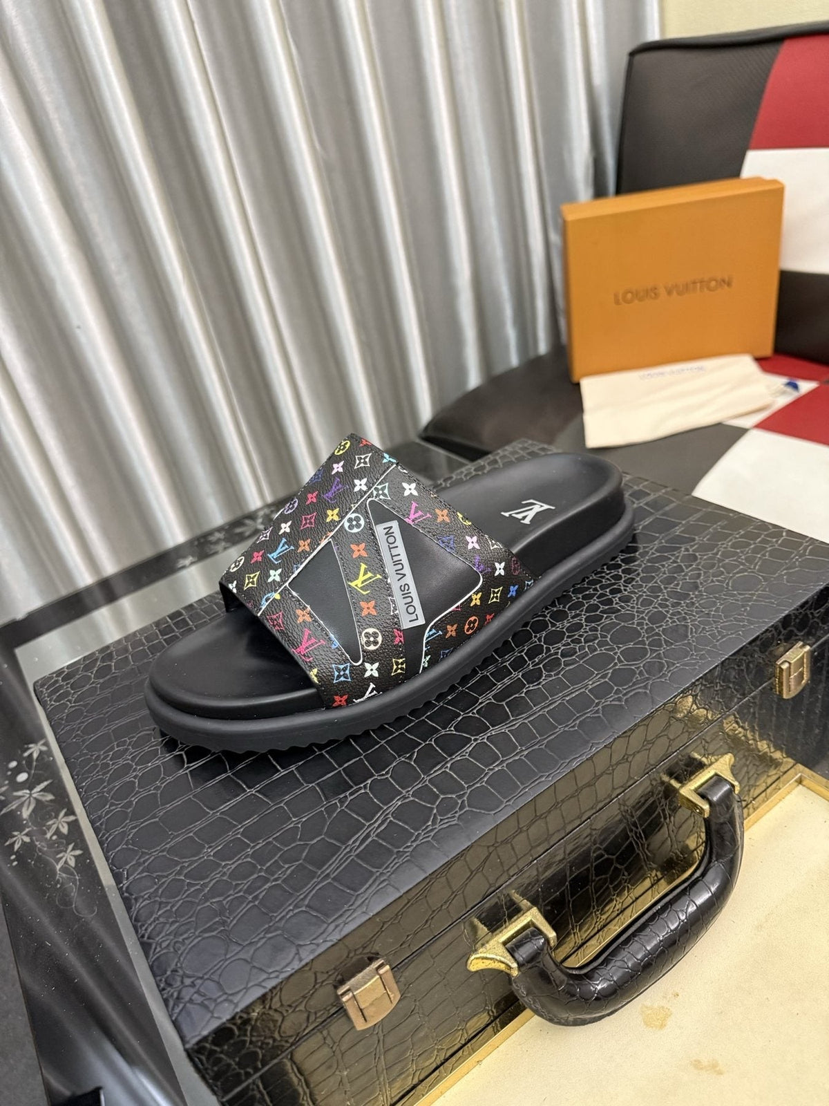 Louis Vuitton Multicolor Strap Slide Sandals