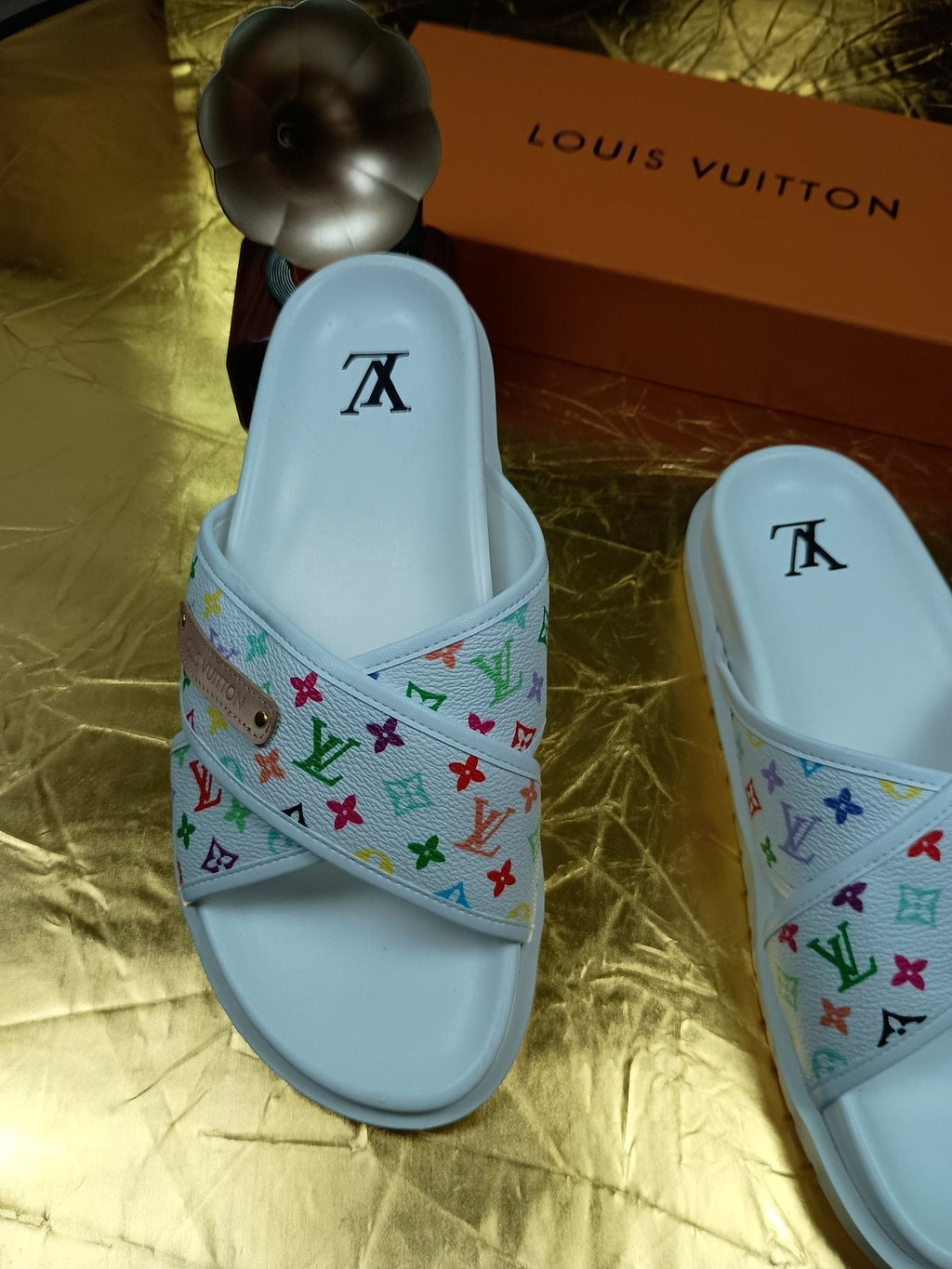 Louis Vuitton Multicolor Monogram Slide Sandals