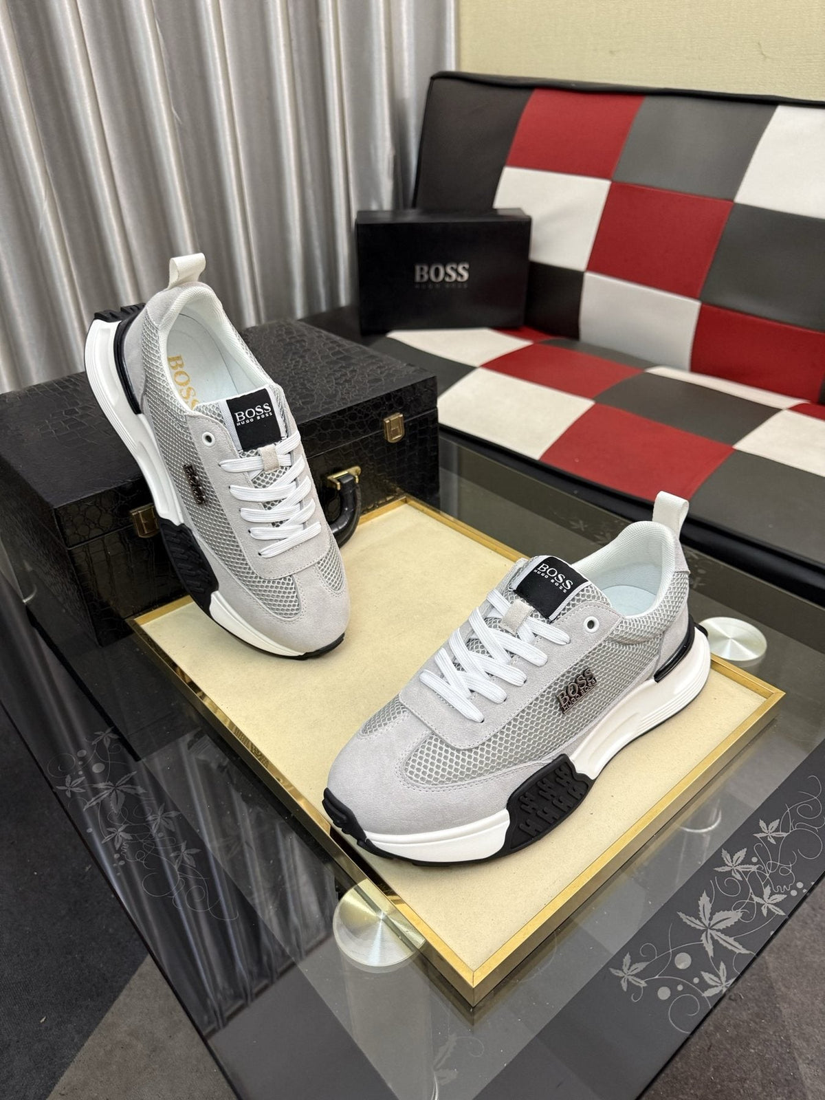 BOSS Men's Mesh Low-Top Sneakers
