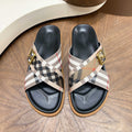 Burberry Check Cross-Strap Slide Sandals - Molded Footbed