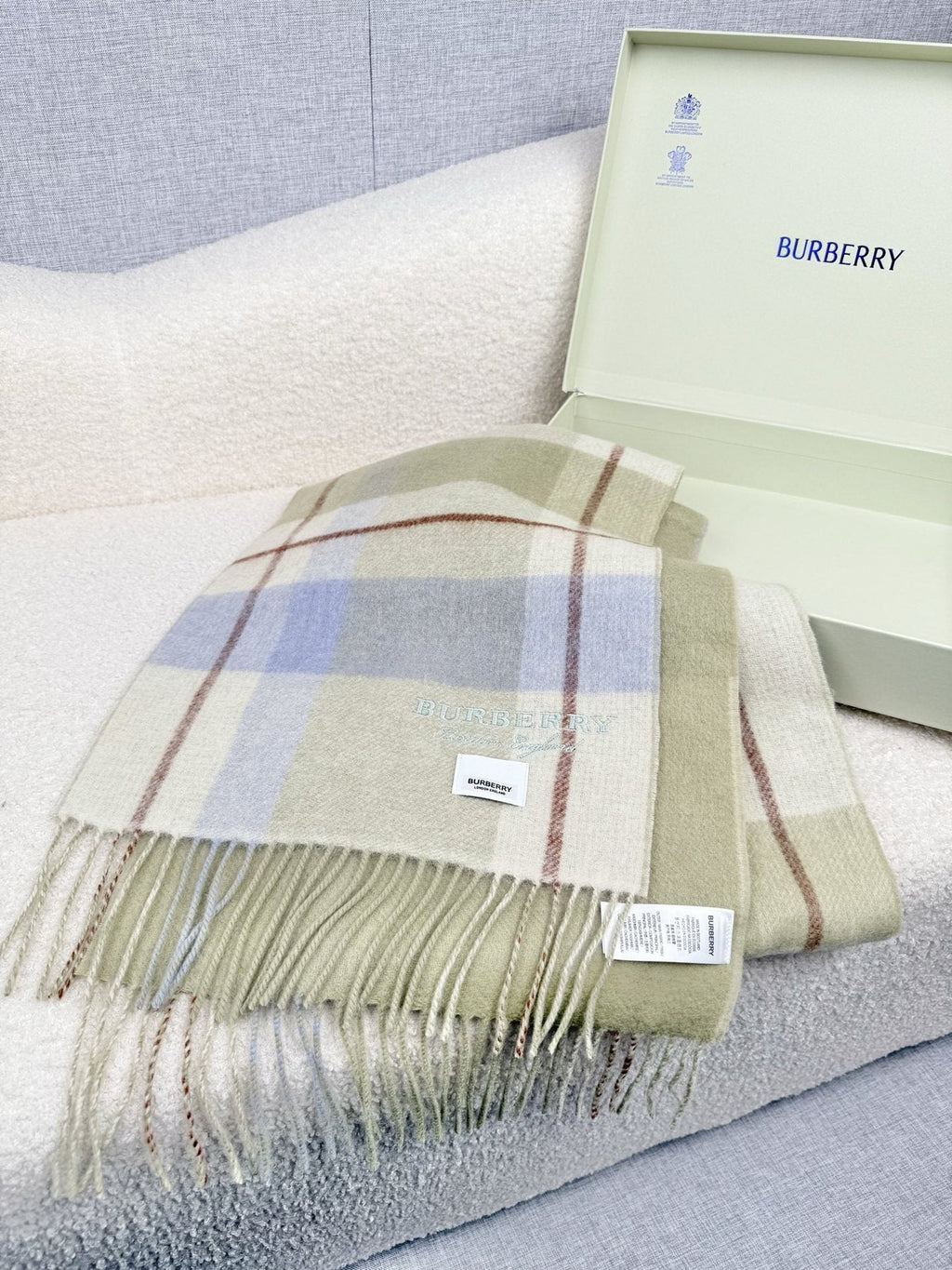 Burberry Double-Sided Plaid Fringe Scarf