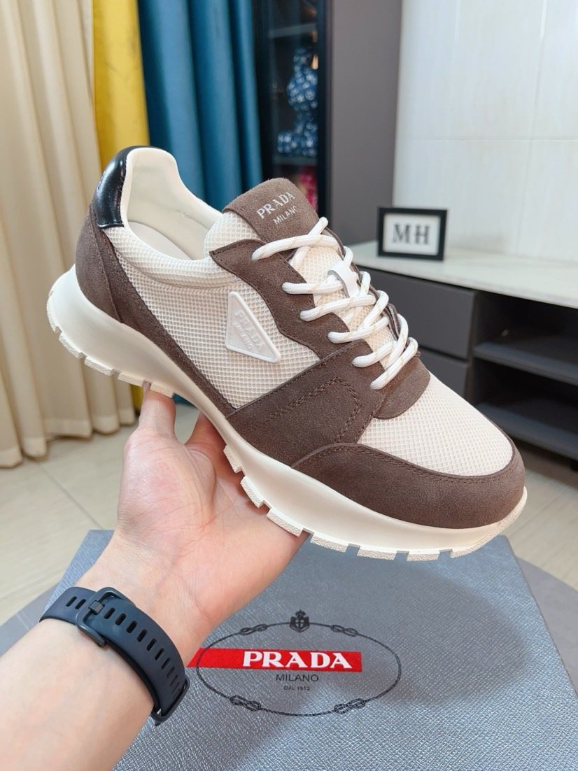 Prada Men's Mesh Panel Lug Sole Sneakers