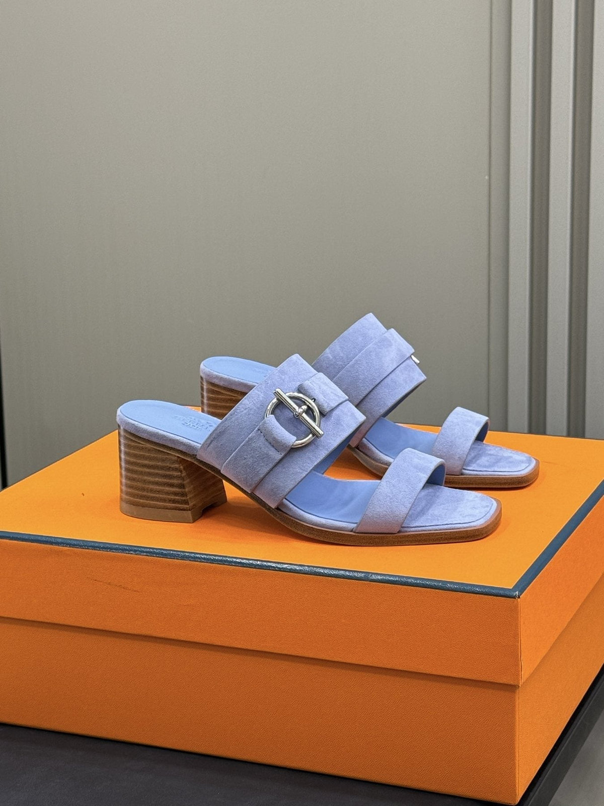 Hermès Women's Kute Buckle Block-Heel Slide Sandals