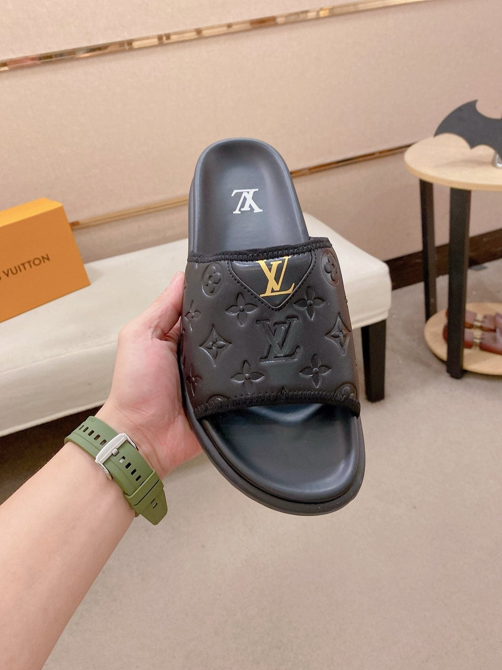 Louis Vuitton Embossed Men's Slide Sandals - Molded Sole