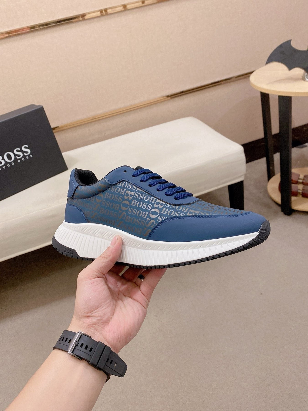 BOSS Men's Textured Low-Top Sneakers