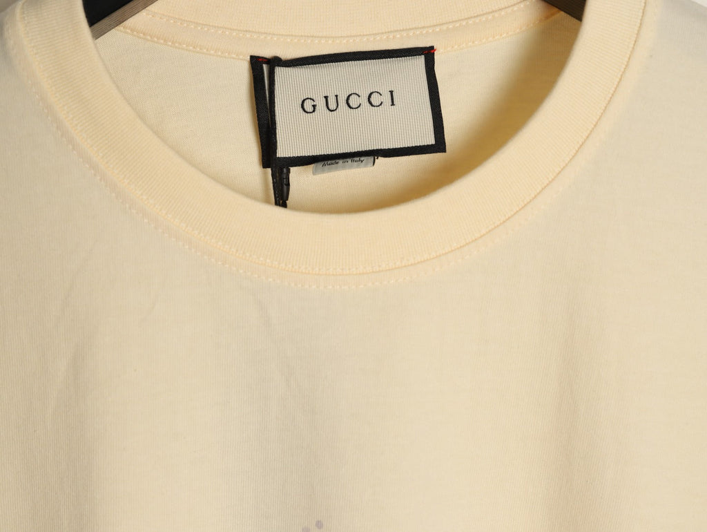Gucci Cartoon Animal Graphic T-Shirt - Pale Yellow