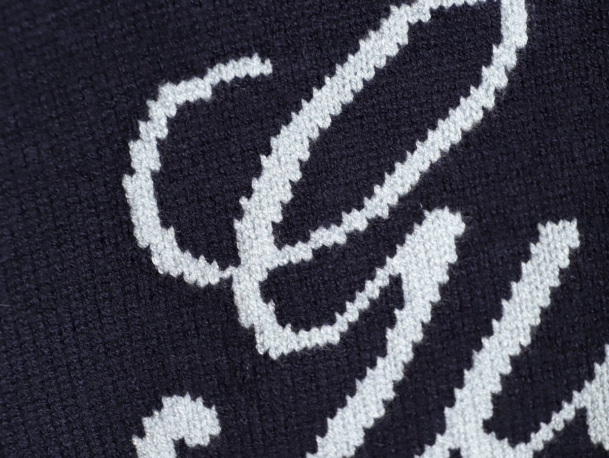 Gucci Signature-Logo Crewneck Sweater - Navy